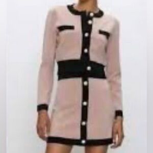 BABATON Pink and Black Cardigan and Skirt with Pearl Accent